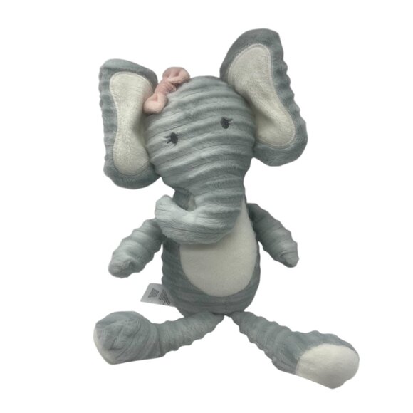 Chick Pea Baby Gray Elephant Plush Stuffed Animal 12" Tall Ribbed Texture - Picture 3 of 6